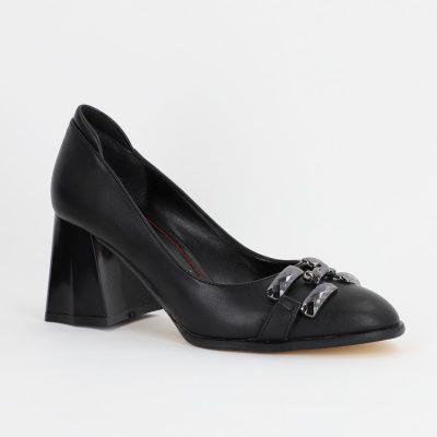 Incaltaminte Dama - Pantofi Dama cu Toc din Piele Ecologica negru- BS680PT2308141