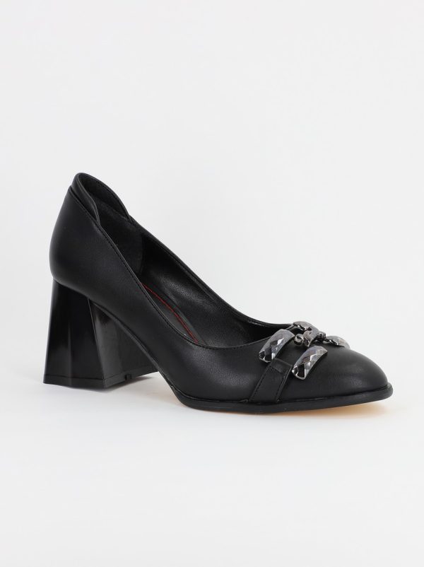 Incaltaminte Dama - Pantofi Dama cu Toc din Piele Ecologica negru- BS680PT2308141