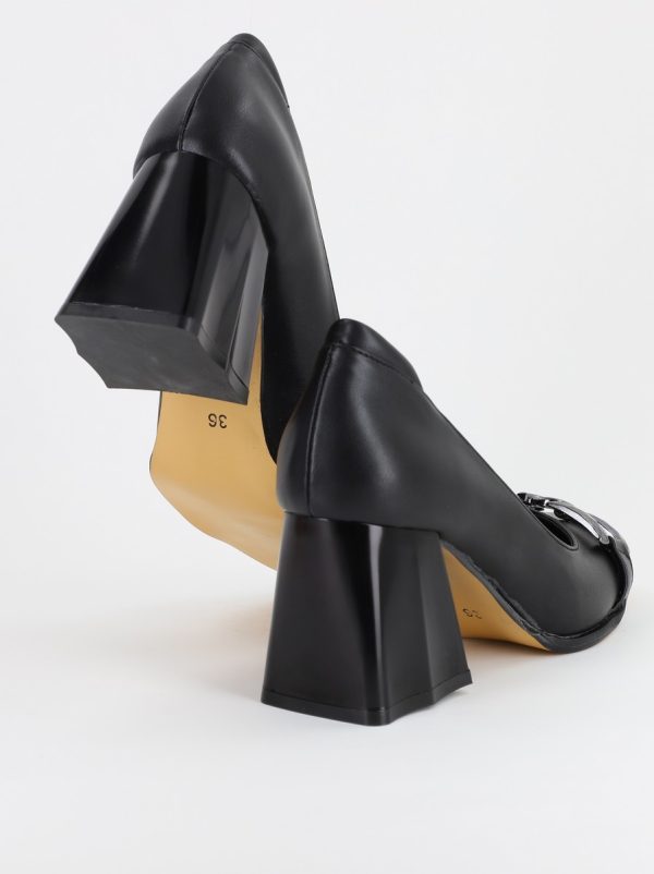 Pantofi Dama cu Toc din Piele Ecologica negru- BS680PT2308141 5