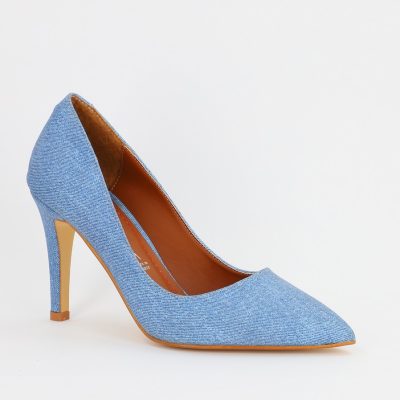 Incaltaminte Dama - Pantofi Dama cu Toc subtire stiletto albastru deschis denim (BS799AY2308102)