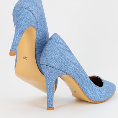 Pantofi Dama cu Toc subtire stiletto albastru deschis denim (BS799AY2308102)