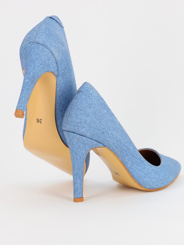 Pantofi Dama cu Toc subtire stiletto albastru deschis denim (BS799AY2308102) 5