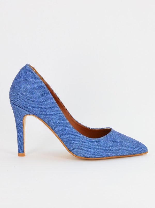 Pantofi Dama cu Toc subtire stiletto albastru inchis denim (BS799AY2308103) 6
