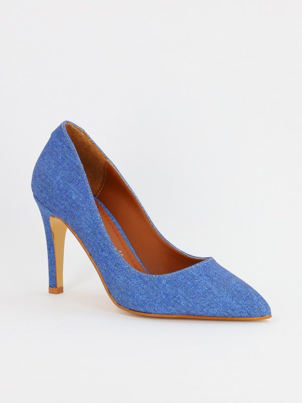 Incaltaminte Dama - Pantofi Dama cu Toc subtire stiletto albastru inchis denim (BS799AY2308103)