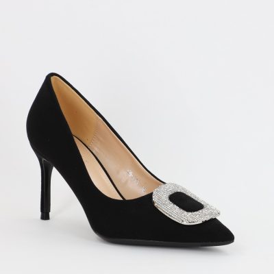 Incaltaminte Dama - Pantofi Dama cu Toc subtire stiletto cu pietricele negru (BS19S2307051)