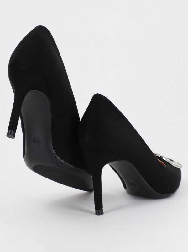 Pantofi Dama cu Toc subtire stiletto cu pietricele negru (BS19S2307051) 5