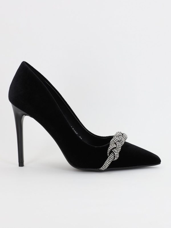 Pantofi Dama cu Toc subtire stiletto cu pietricele negru (BS2825L2307142) 5