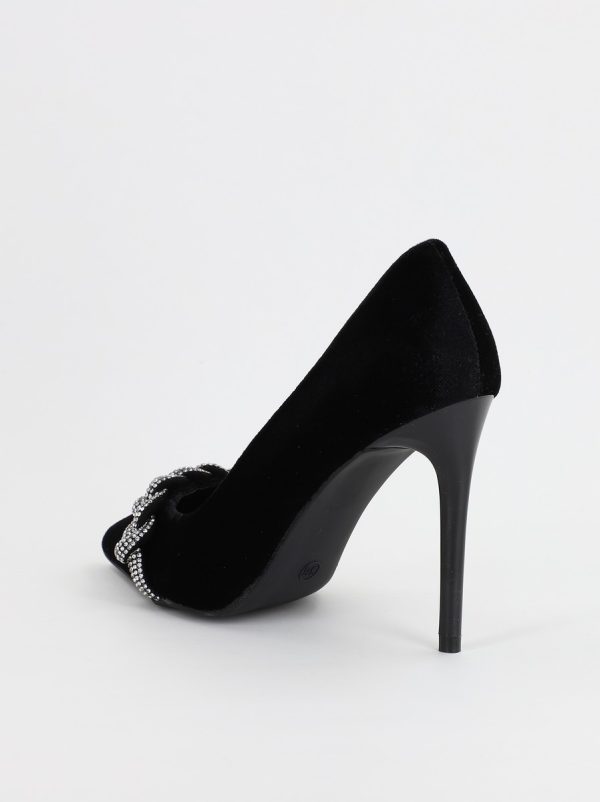 Pantofi Dama cu Toc subtire stiletto cu pietricele negru (BS2825L2307142) 8