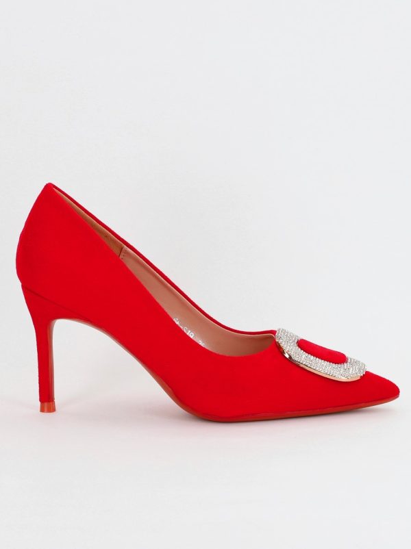 Pantofi Dama cu Toc subtire stiletto cu pietricele rosu (BS19S2307052) 5