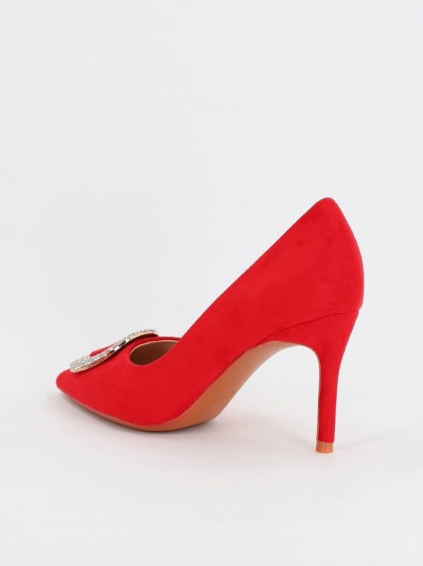 Pantofi Dama cu Toc subtire stiletto cu pietricele rosu (BS19S2307052) 6