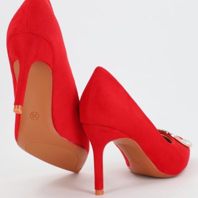Pantofi Dama cu Toc subtire stiletto cu pietricele rosu (BS19S2307052)
