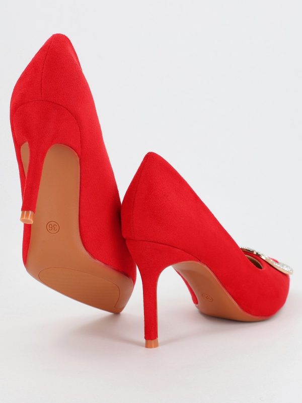 Pantofi Dama cu Toc subtire stiletto cu pietricele rosu (BS19S2307052) 5