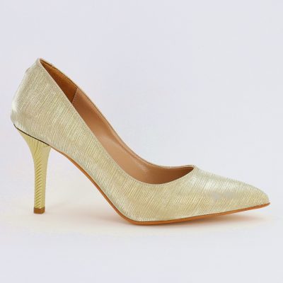 Pantofi Dama cu Toc subtire stiletto din Piele Eco cu auriu cu dungi (BS795AY2308131)
