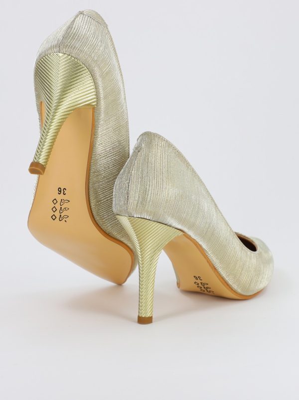 Pantofi Dama cu Toc subtire stiletto din Piele Eco cu auriu cu dungi (BS795AY2308131) 9