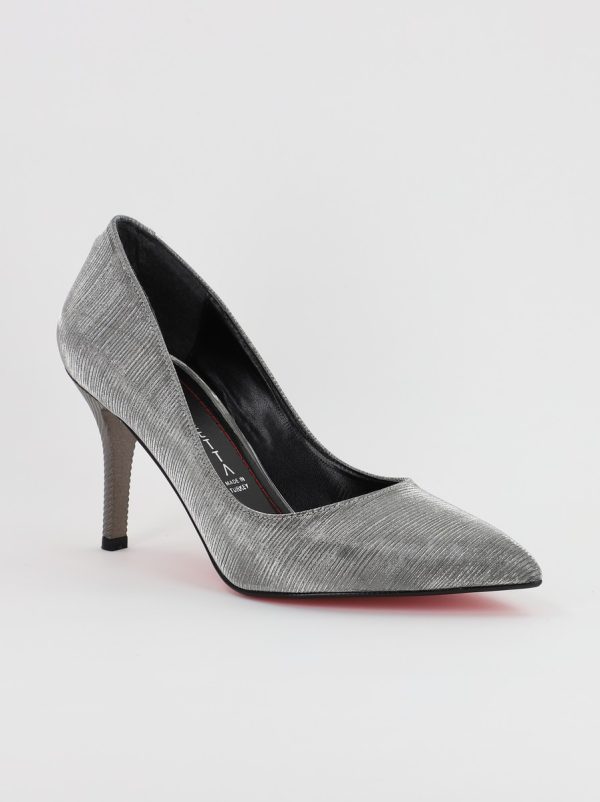 Pantofi Dama cu Toc subtire stiletto din Piele Eco cu platina cu dungi (BS795AY2308134) 5