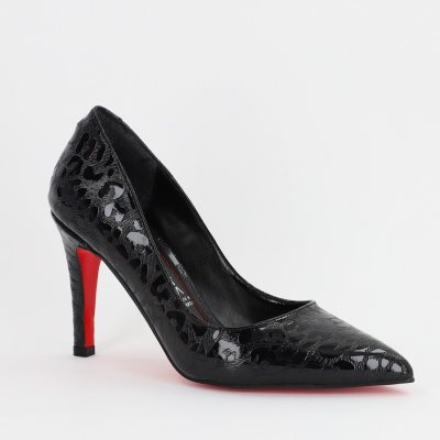 Incaltaminte Dama - Pantofi Dama cu Toc subtire stiletto negru cu model (BS799AY2308120)
