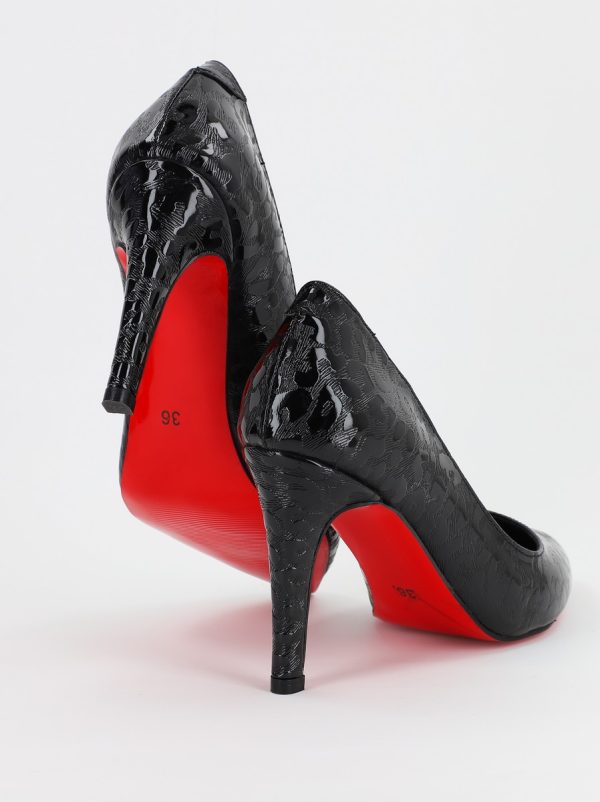 Pantofi Dama cu Toc subtire stiletto negru cu model (BS799AY2308120) 4