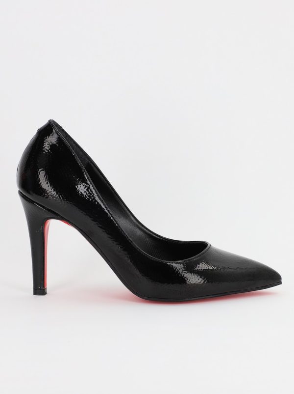 Pantofi Dama cu Toc subtire stiletto negru incretit (BS799AY2308121) 5