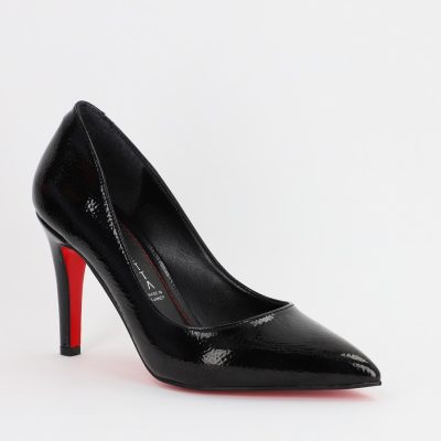 Incaltaminte Dama - Pantofi Dama cu Toc subtire stiletto negru incretit (BS799AY2308121)