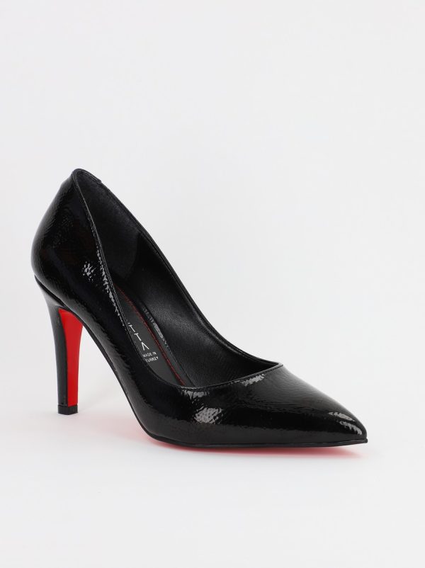 Pantofi Dama cu Toc subtire stiletto negru incretit (BS799AY2308121) 6