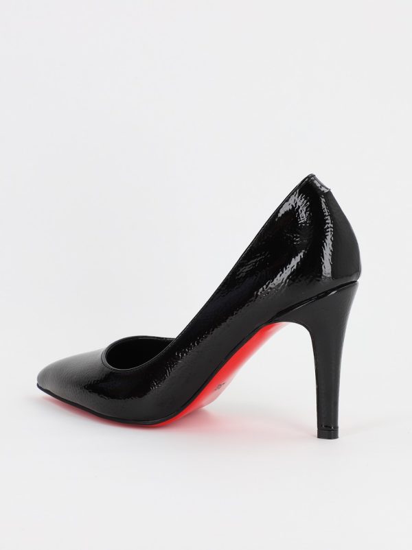 Pantofi Dama cu Toc subtire stiletto negru incretit (BS799AY2308121) 7