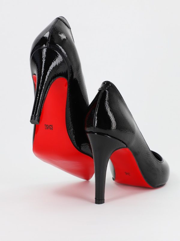 Pantofi Dama cu Toc subtire stiletto negru incretit (BS799AY2308121) 8