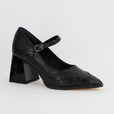 Incaltaminte Dama - Pantofi Dama Piele Eco vartf ascutit cu Toc negru (BS761PT2308150)