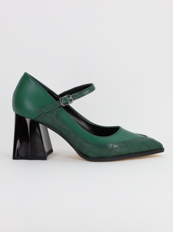 Pantofi Dama Piele Eco vartf ascutit cu Toc verde (BS761PT2308149) 7
