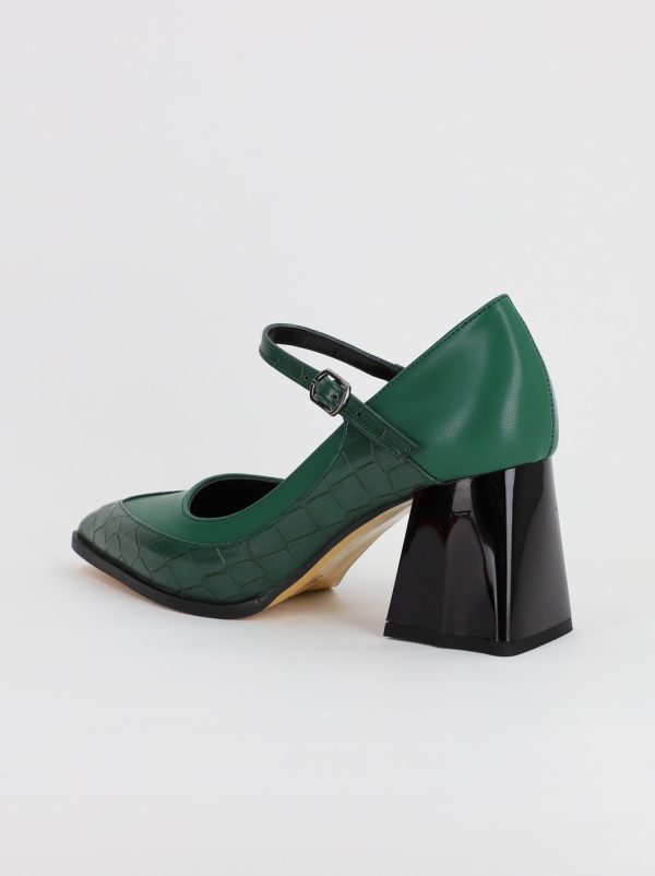 Pantofi Dama Piele Eco vartf ascutit cu Toc verde (BS761PT2308149) 6