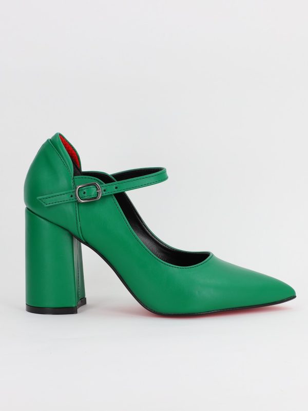 Pantofi Dama Piele Eco Vartf Ascutit cu Toc Verde (BS901AY2308164) 7