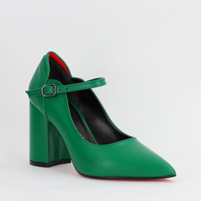 Incaltaminte Dama - Pantofi Dama Piele Eco Vartf Ascutit cu Toc Verde (BS901AY2308164)