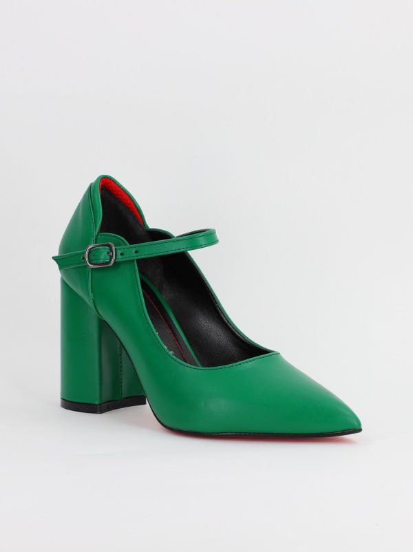 Incaltaminte Dama - Pantofi Dama Piele Eco Vartf Ascutit cu Toc Verde (BS901AY2308164)