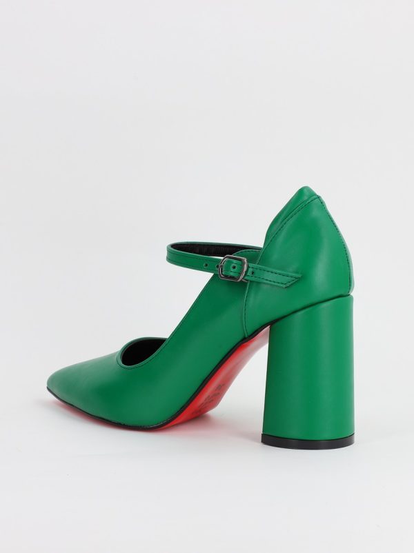 Pantofi Dama Piele Eco Vartf Ascutit cu Toc Verde (BS901AY2308164) 6