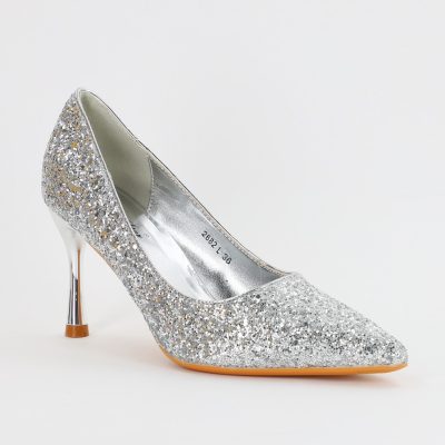 Incaltaminte Dama - Pantofi Dama stiletto cu sclipici argintiu (BS2682PT2307139)