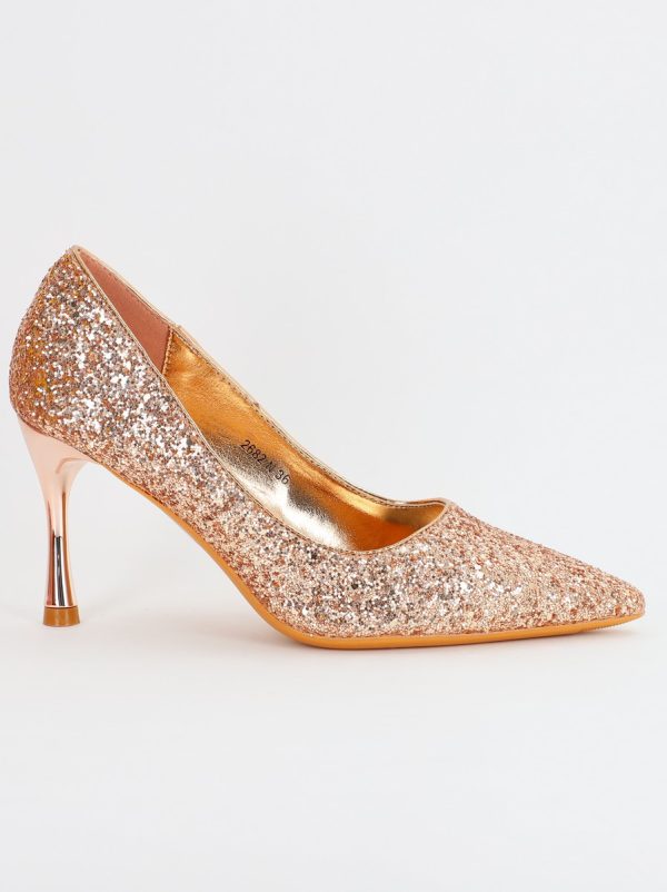 Pantofi Dama stiletto cu sclipici champagne (BS2682PT2307137) 6