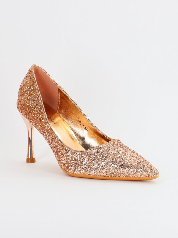 Pantofi Dama stiletto cu sclipici champagne (BS2682PT2307137) 6