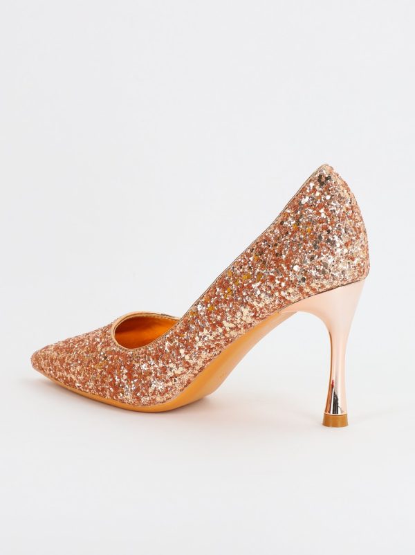 Pantofi Dama stiletto cu sclipici champagne (BS2682PT2307137) 7