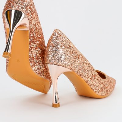 Pantofi Dama stiletto cu sclipici champagne (BS2682PT2307137)