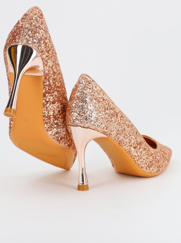 Pantofi Dama stiletto cu sclipici champagne (BS2682PT2307137) 5
