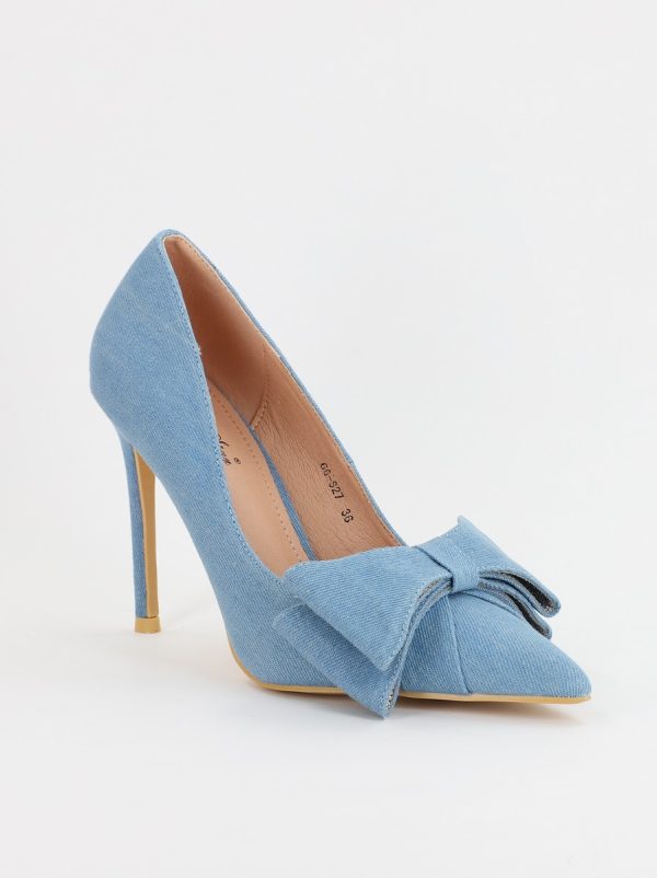Incaltaminte Dama - Pantofi Dama stiletto denim cu fundita albastra (BS27S2307050)