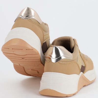 Pantofi sport dama banda cu sclipici kaki cu auriu (BS2100Q2307167)