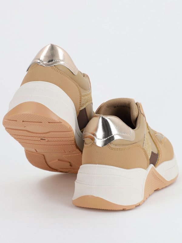 Pantofi sport dama banda cu sclipici kaki cu auriu (BS2100Q2307167) 5
