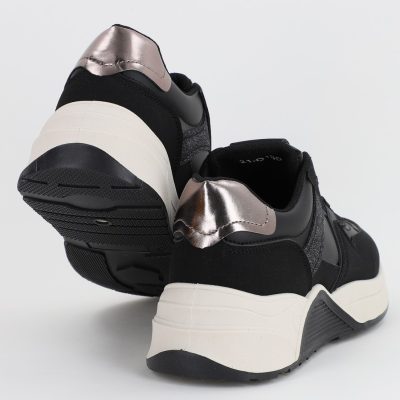 Pantofi sport dama banda cu sclipici negru cu platina (BS2100Q2307168)