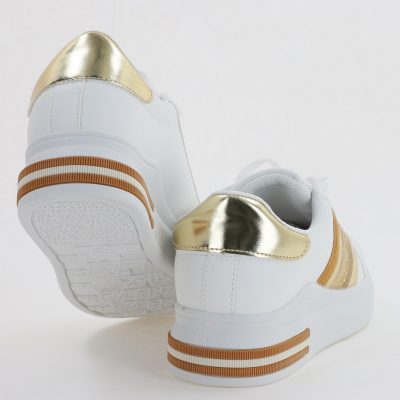 Pantofi Sport Dama cu șiret piele eco alb BS248EV2307130