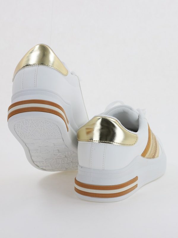 Pantofi Sport Dama cu șiret piele eco alb BS248EV2307130 5