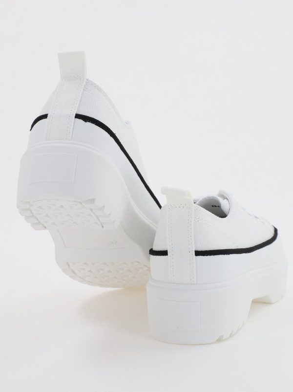 Pantofi Sport Dama tip teniși cu șiret alb BS116BO2307056 5