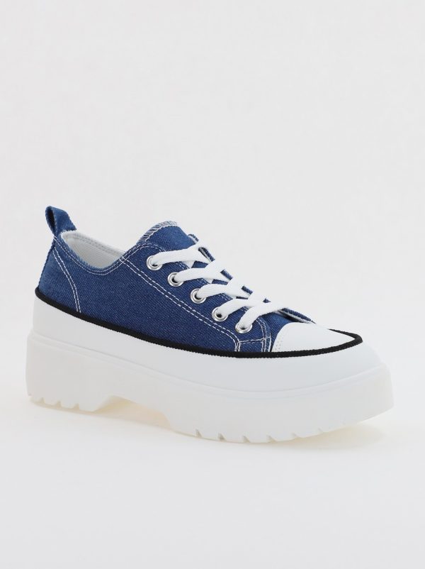 Pantofi Sport Dama - Pantofi Sport Dama tip teniși cu șiret albastru BS116BO2307063