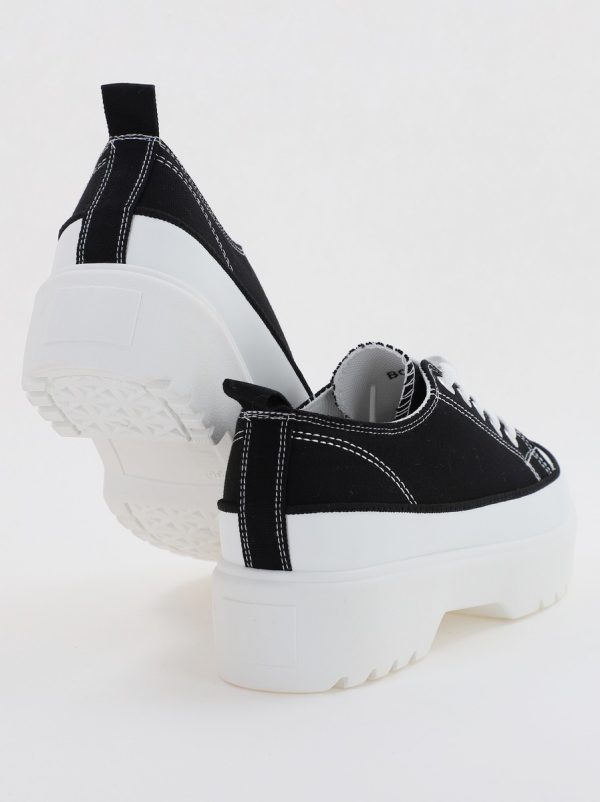 Pantofi Sport Dama tip teniși cu șiret negru BS116BO2307054 5
