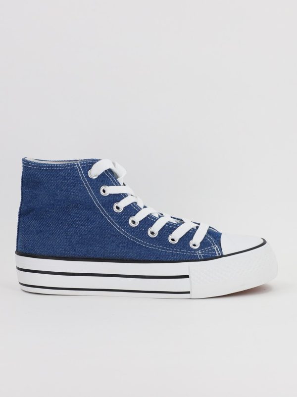 Pantofi sport pentru femei de tip teniși de culoare albastru denim design înalt BS308A2307155 5