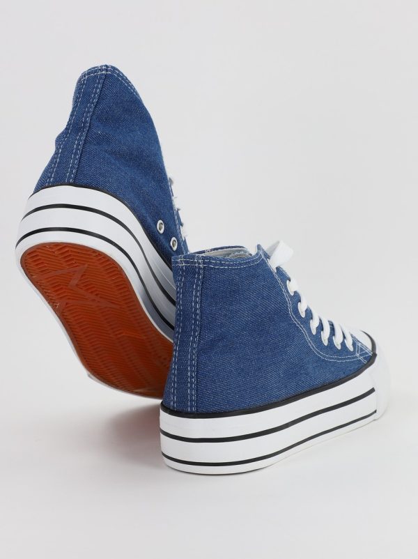 Pantofi sport pentru femei de tip teniși de culoare albastru denim design înalt BS308A2307155 8